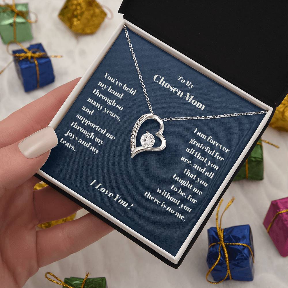 Chosen Mom Heart Necklace Gift Forever Love Necklace