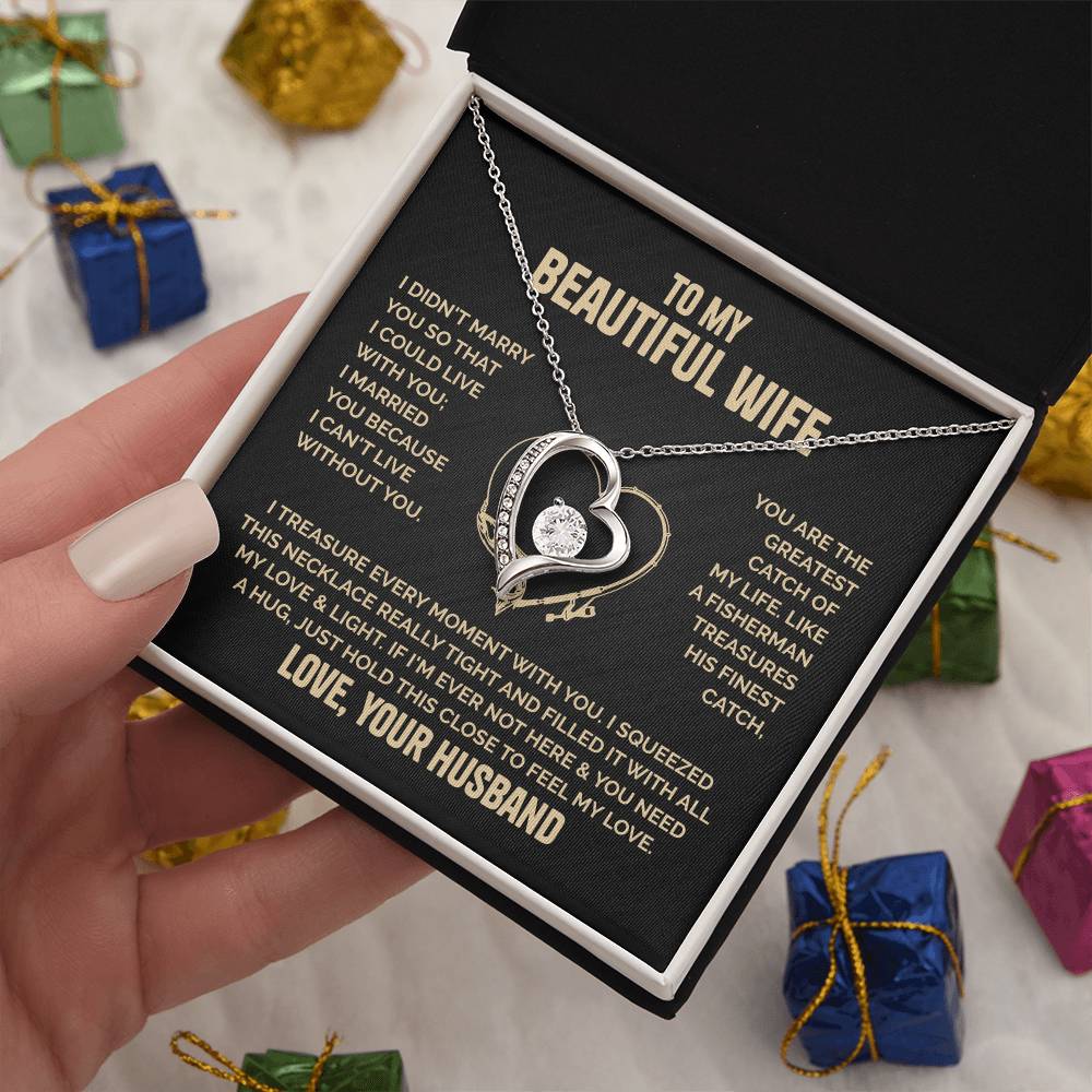 Beautiful Wife Heart Necklace  Love Husband Forever Love Necklace