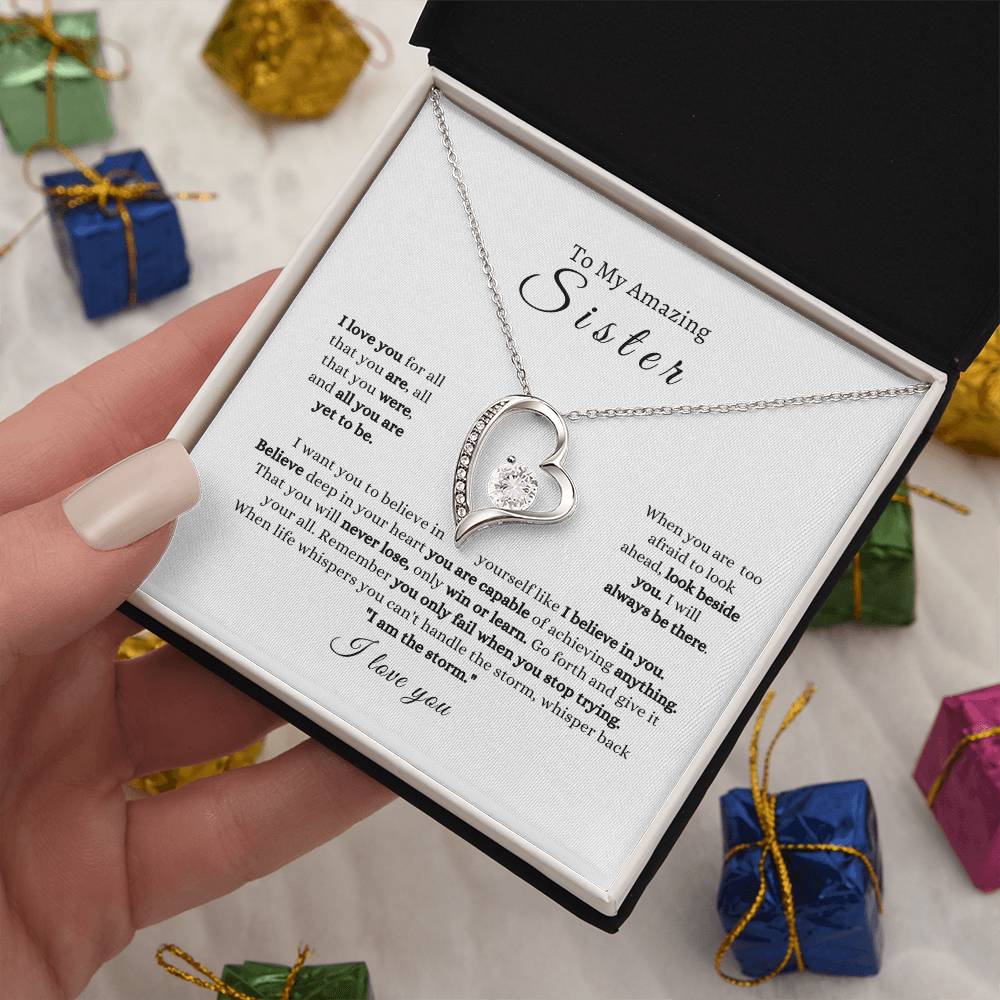 Sister  Strength  I Love You Forever Love Necklace