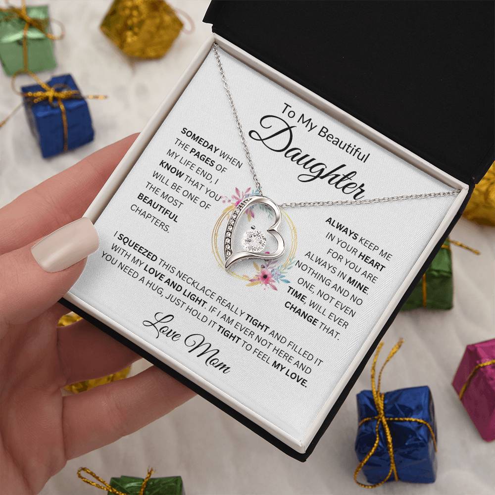 To My Beautiful Daughter  Always Keep Me In Your Heart  Love Mom  Fl Necklace Forever Love Necklace
