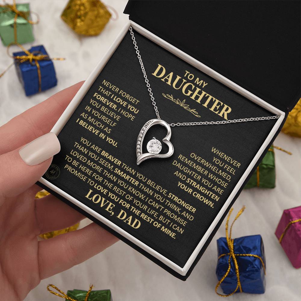 Unique Gift For Daughter From Dad Never Forget That I Love You Heart Necklace Forever Love Necklace