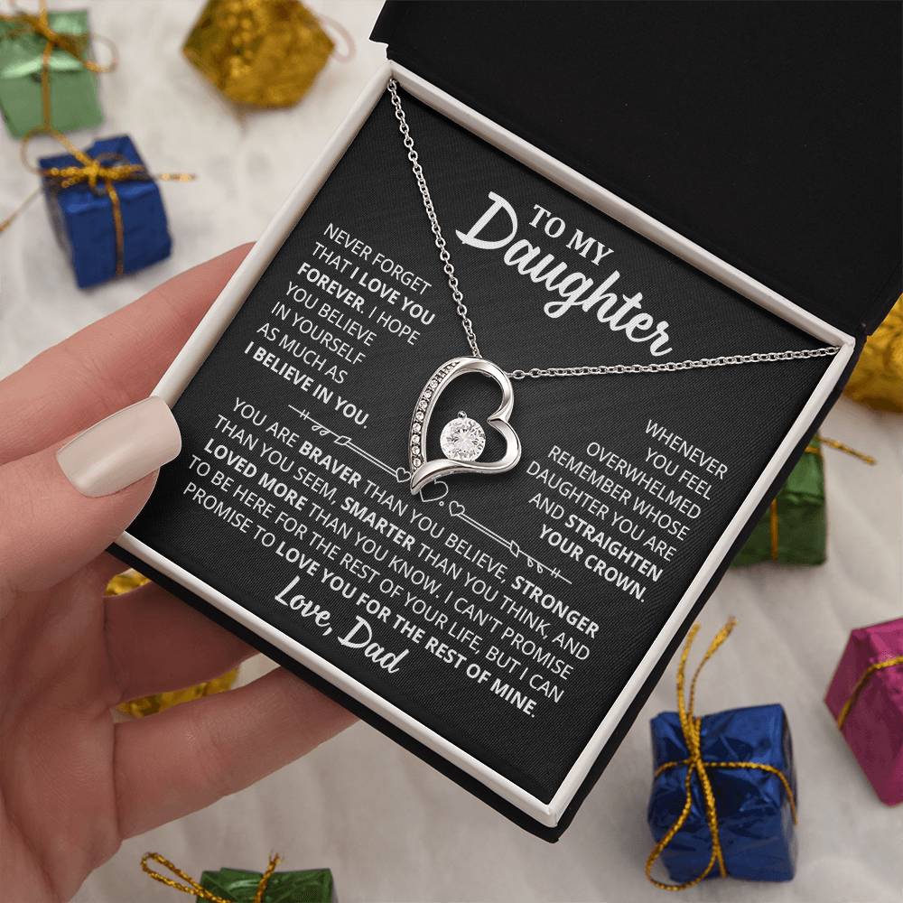 To My Daughter - I Hope You Believe In Yourself As Much As I Believe In You Forever Love Necklace