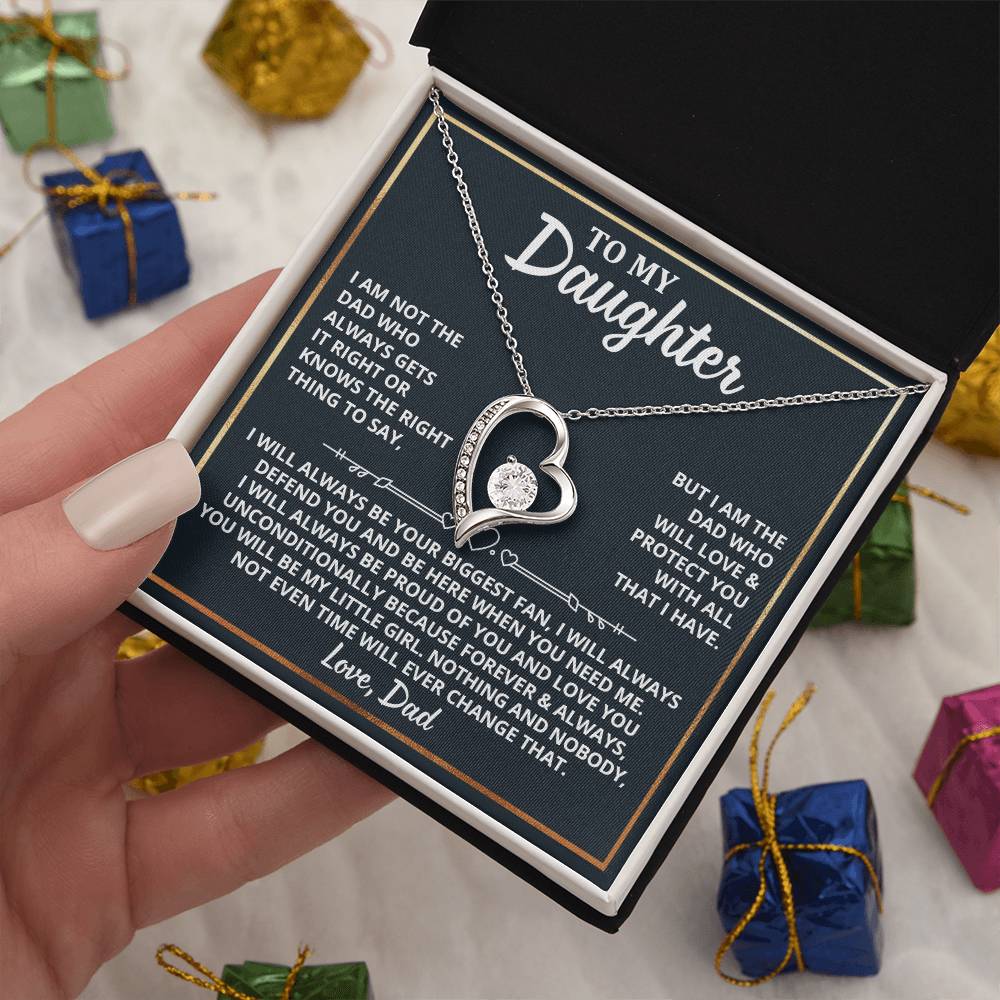 To My Daughter - I Am The Dad Who Will Love You Forever Love Necklace