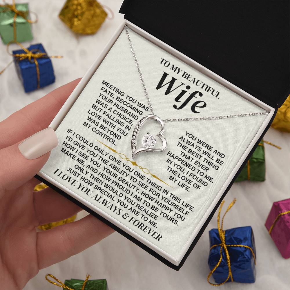 To My Beautiful Wife - Forever Love Necklace Gift Set - Ss323 Forever Love Necklace