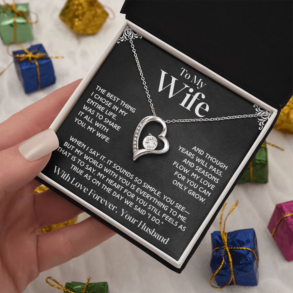 To My Wife - Forever Love Necklace & Earring Set - Beautiful Poem Forever Love Necklace