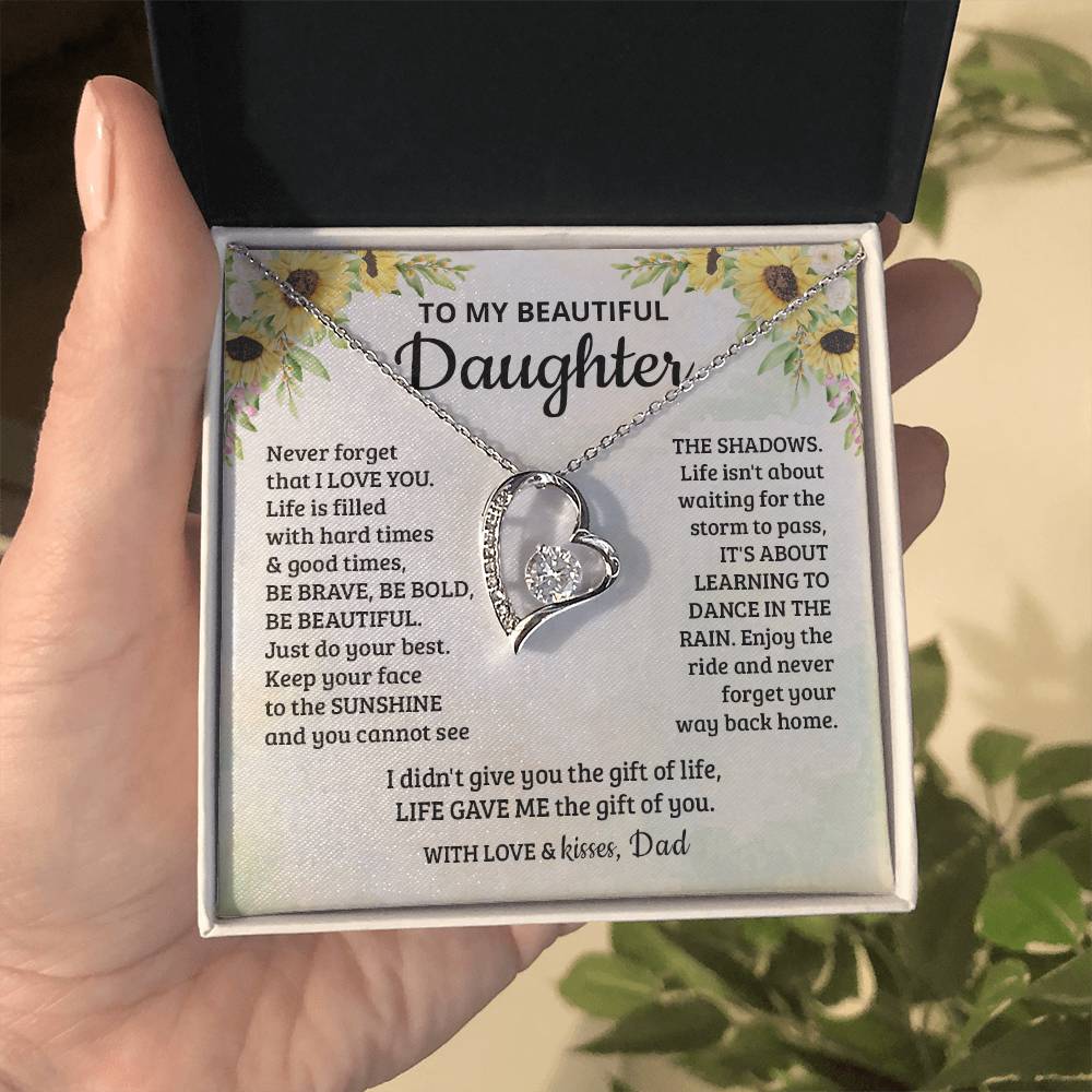 To My Beautiful Daughter - Enjoy The Ride And Never Forget Your Way Back Home - Forever Love Necklace