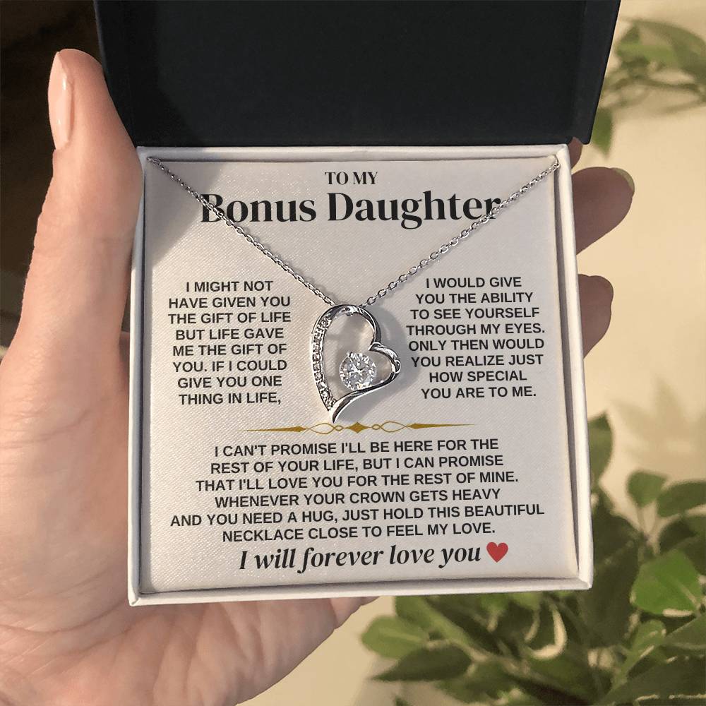 To My Bonus Daughter - Necklace Gift Set - Ss312 Forever Love Necklace