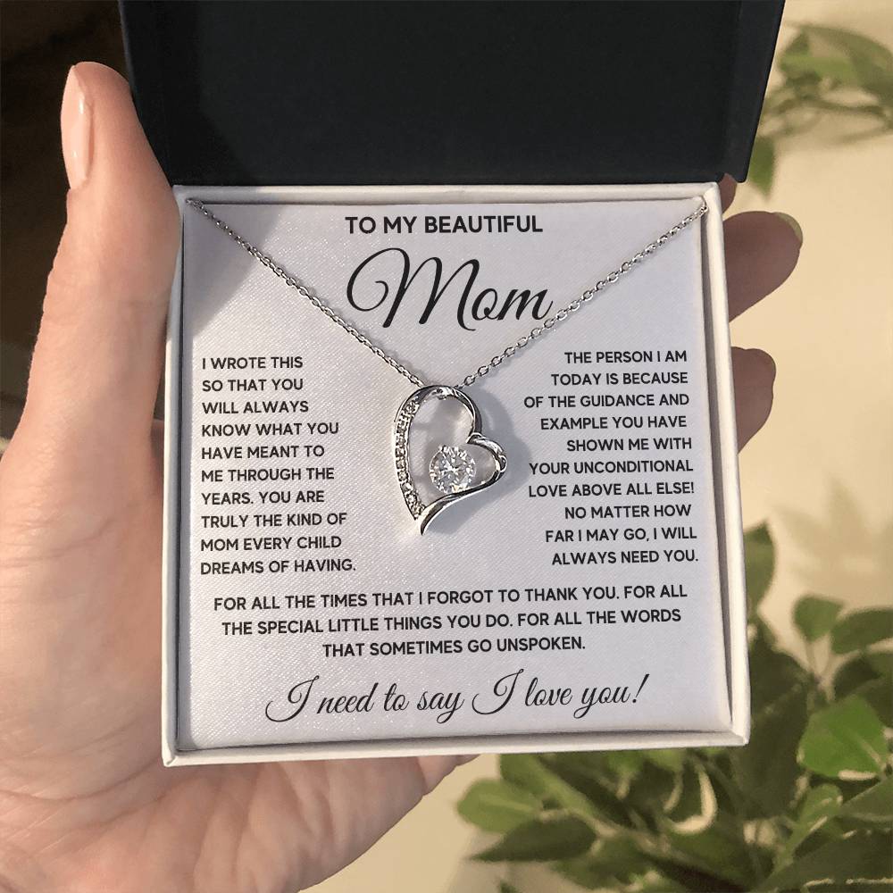 To My Mom Dreams Forever Love Necklace Gift Set Forever Love Necklace