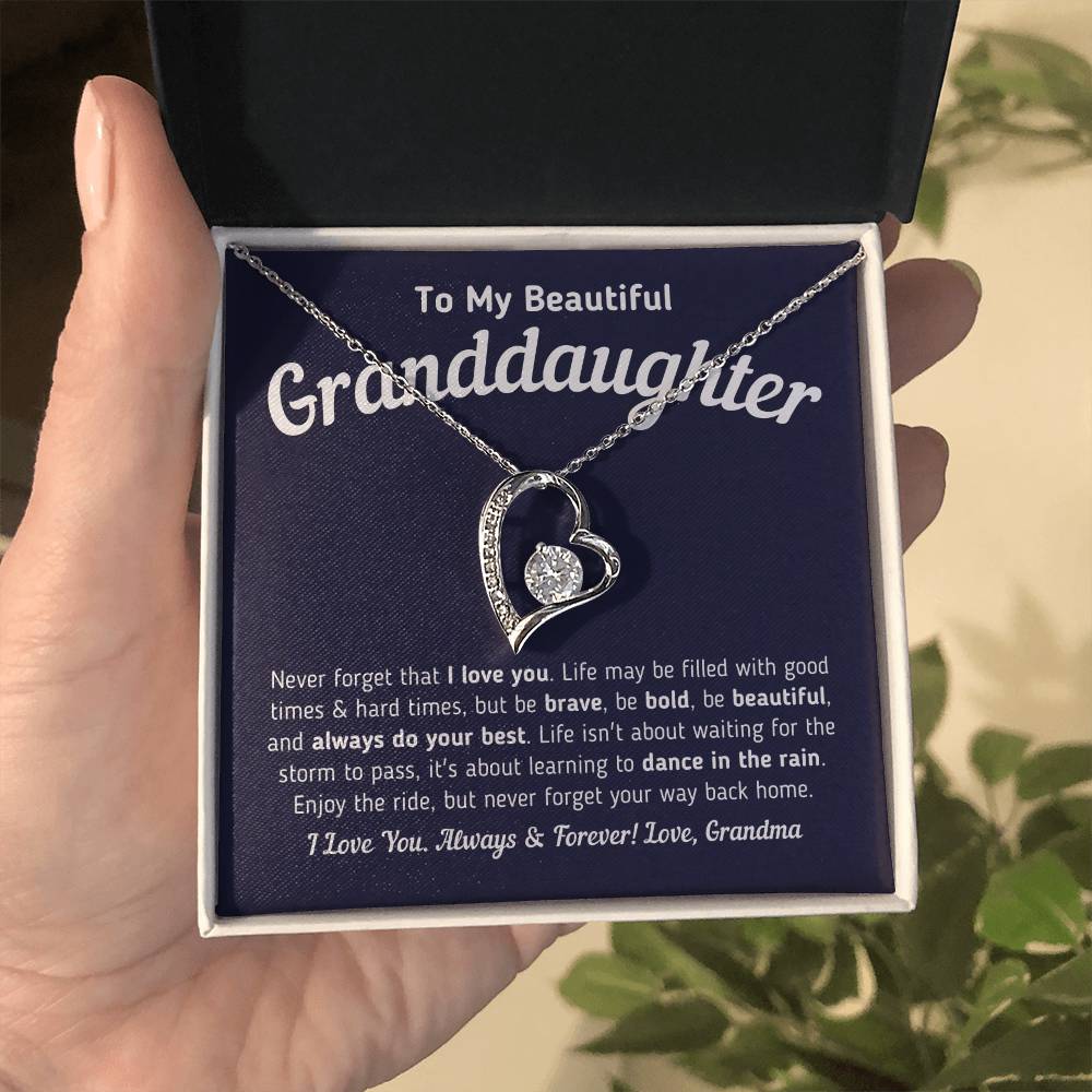 To My Beautiful Granddaughter - Never Forget That I Love You Forever Love Necklace