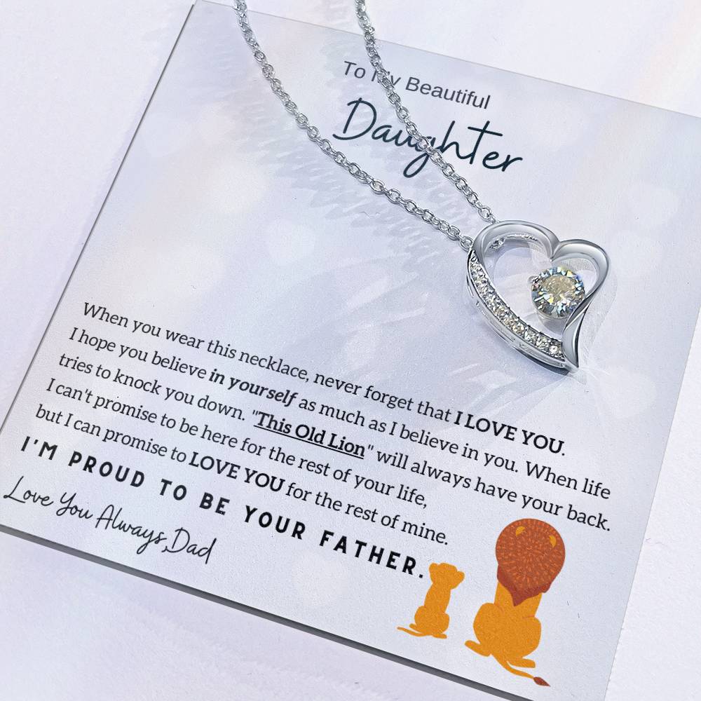 To My Daughter,  I'M Proud To Be Your Father Forever Love Necklace