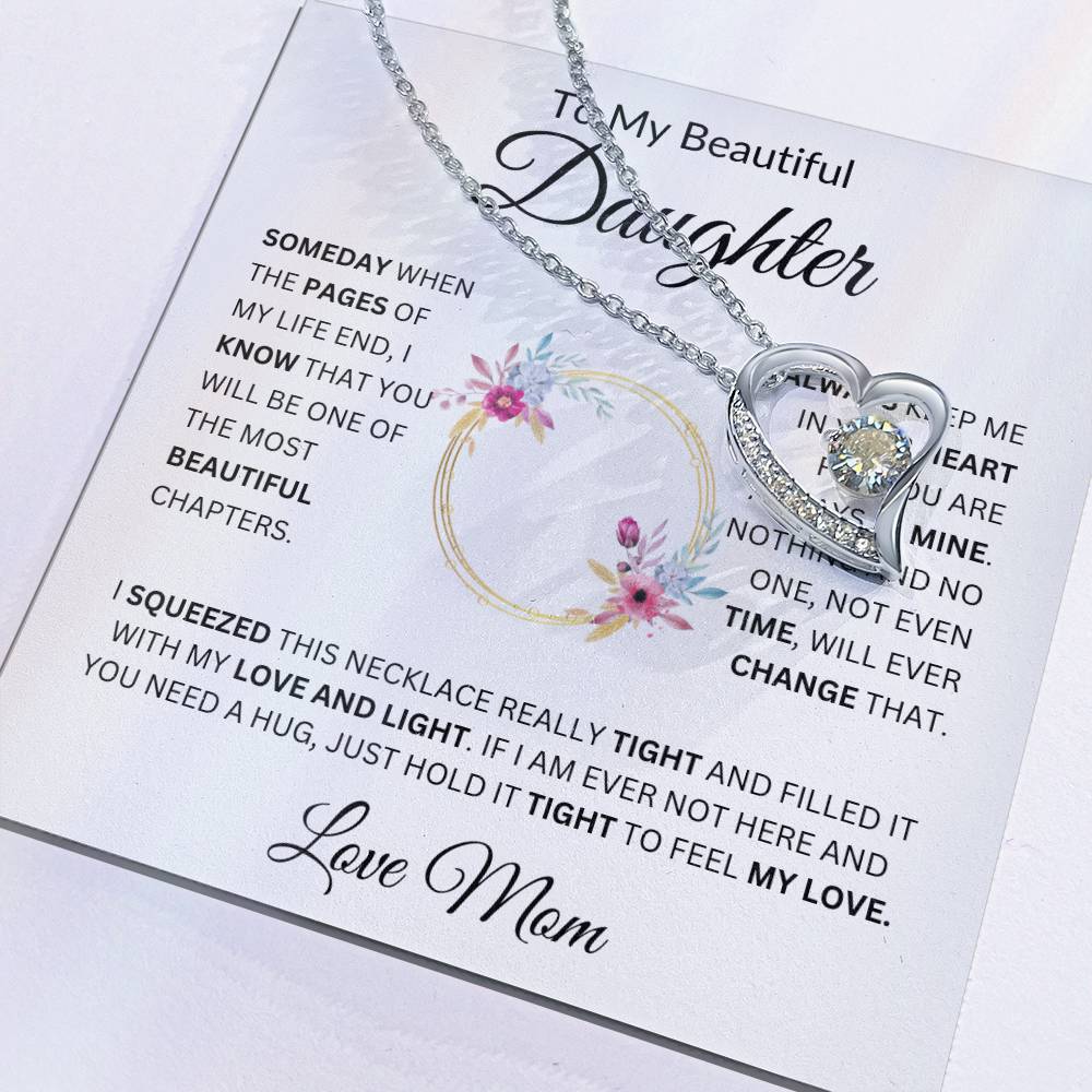 To My Beautiful Daughter  Always Keep Me In Your Heart  Love Mom  Fl Necklace Forever Love Necklace
