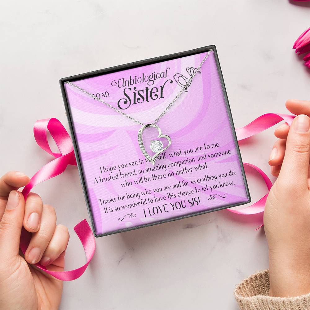 Unbiological Sisters Necklace Bonus Sister Soul Sister Best Friend Sister In Law Step Sister Gifts For Her 1 Forever Love Necklace