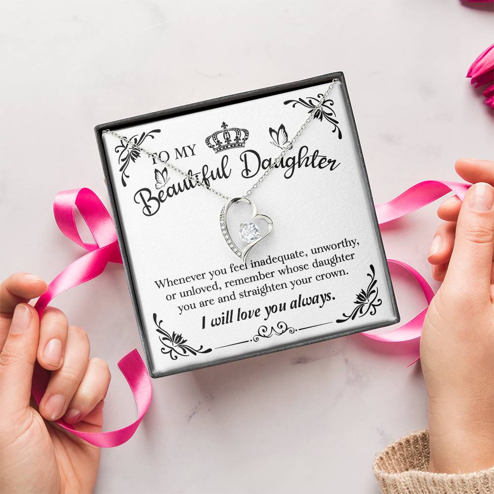 To My Beautiful Daughter Gift For Daughter From Mom Daughter's Birthday Daughter's Graduation Daughter Jewelry Forever Love Necklace