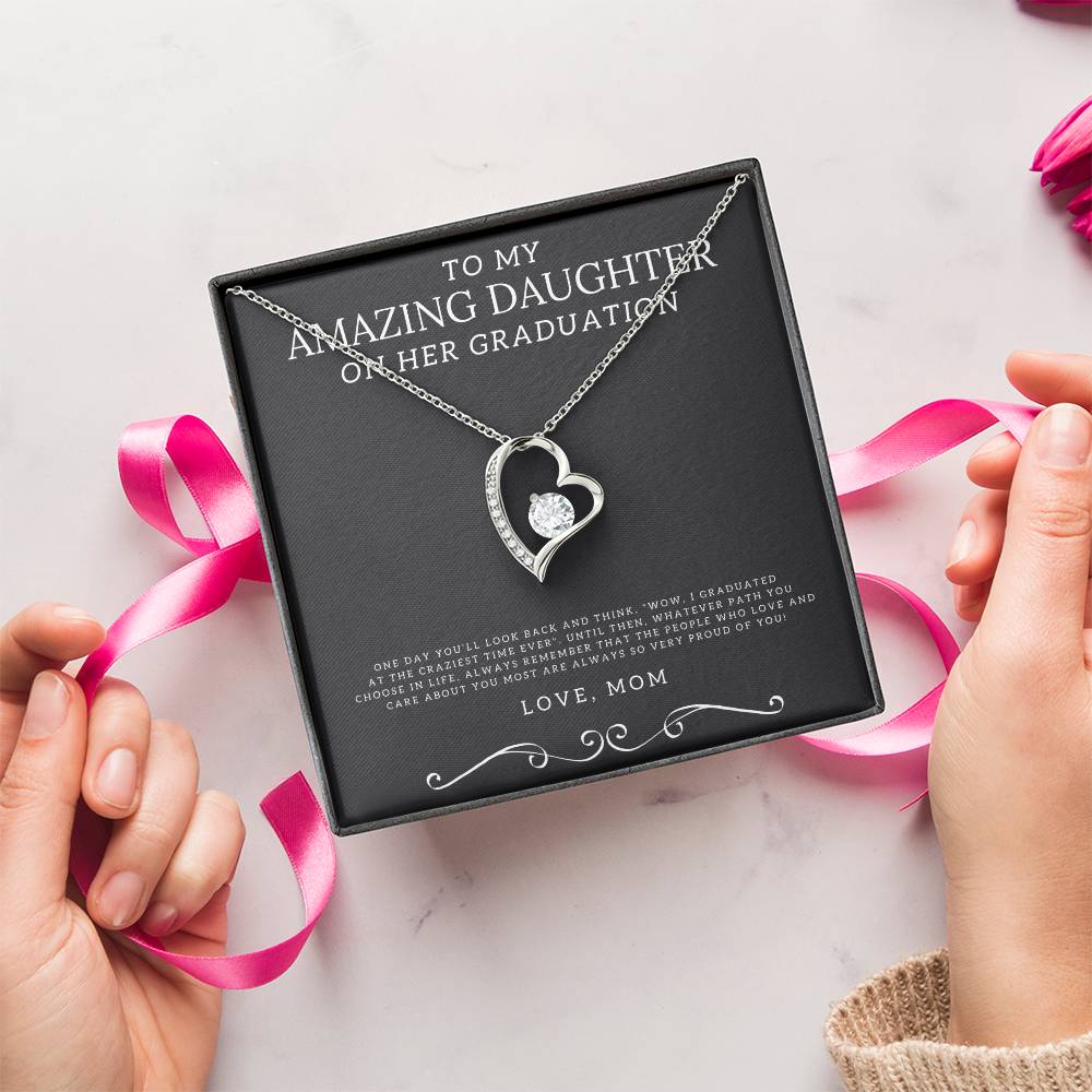 To My Amazing Daughter On Her Graduation From Mom Necklace Graduation Gift For Daughter Graduation Necklace Senior Class Congratulations Forever Love Necklace