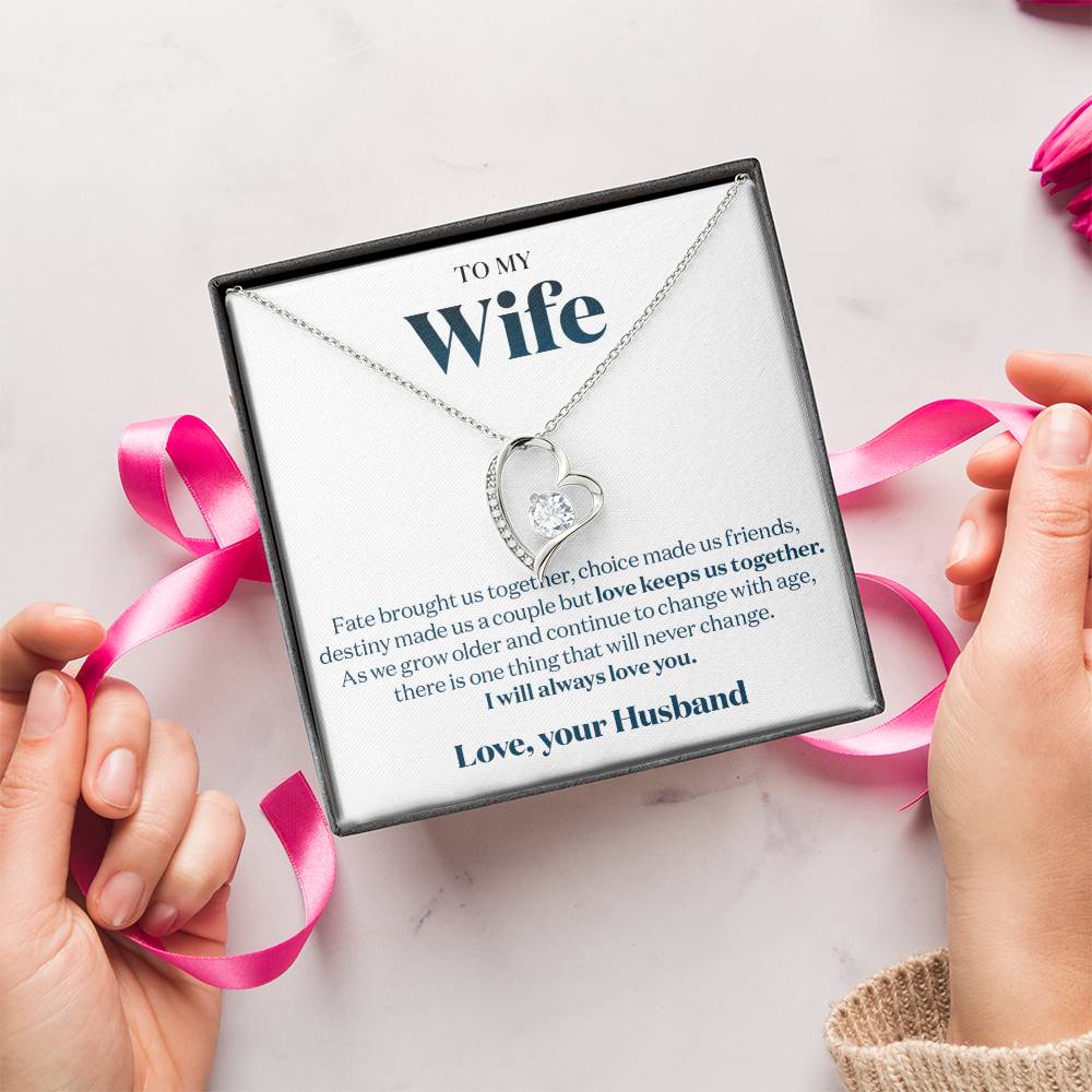 To My Stunning Wife My Love For You Will Never Change Message Card Gift Forever Love Necklace
