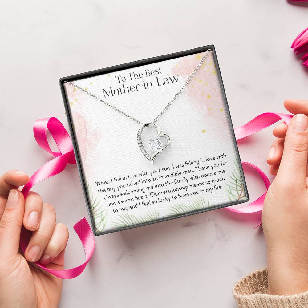 To My Mother-In-Law - Thank You For Always Welcoming Me Into The Family - Gift For Future Mom-In-Law - Necklace Mother In Law Thank You Gift Forever Love Necklace