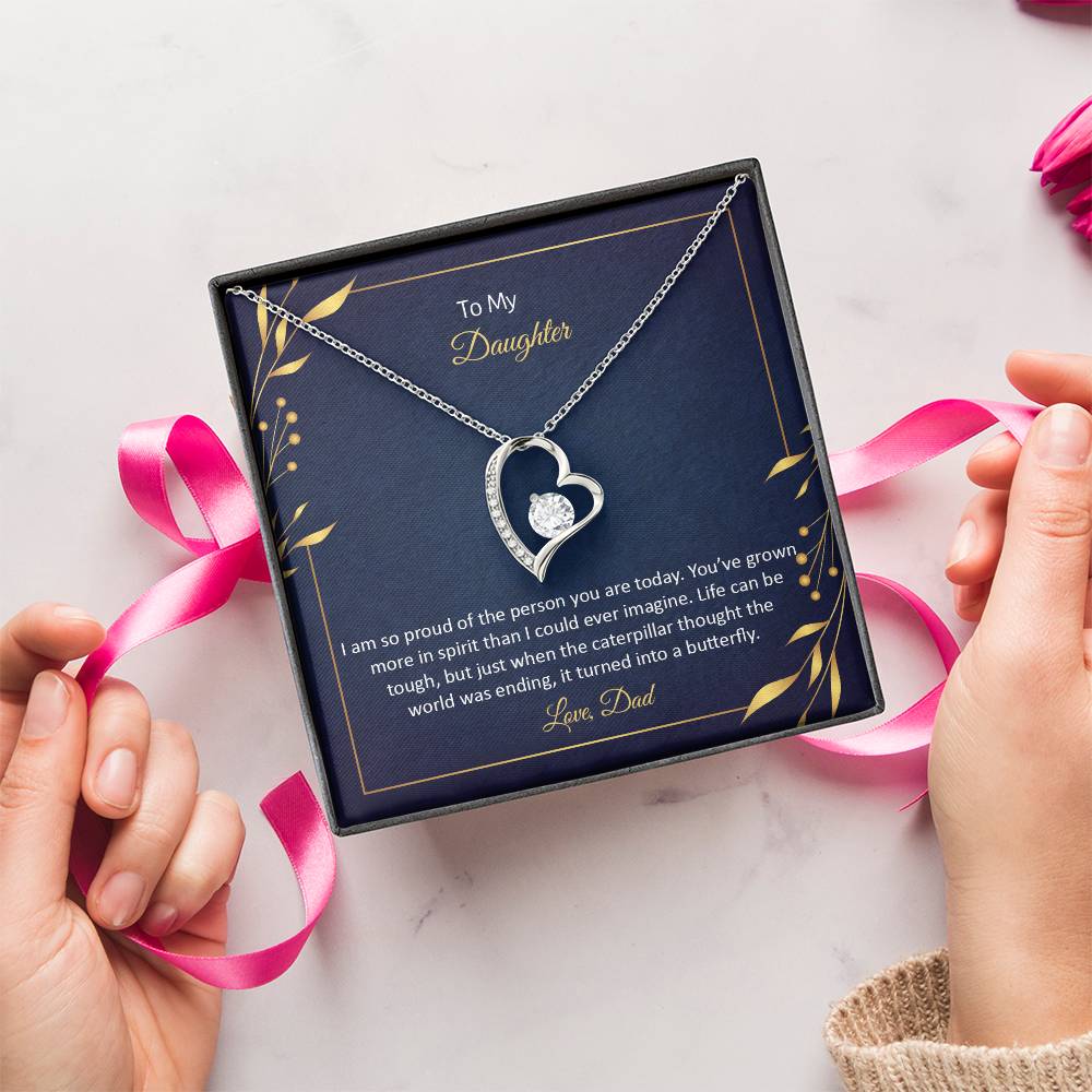 To My Daughter Love Dad Forever Love Necklace
