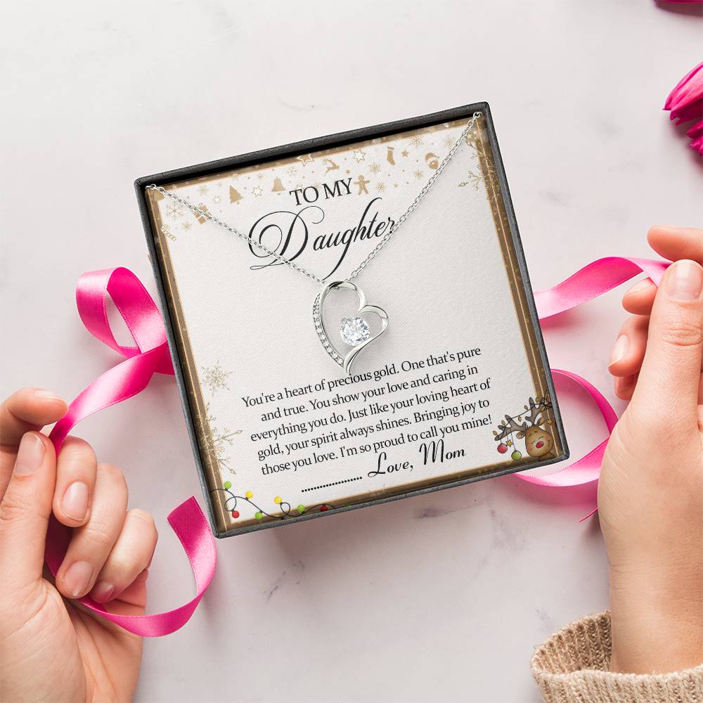 To My Daughter Forever Love Necklace - Daughter Mother's Day Gift - To My Daughter Necklace From Mom Dad Forever Love Necklace