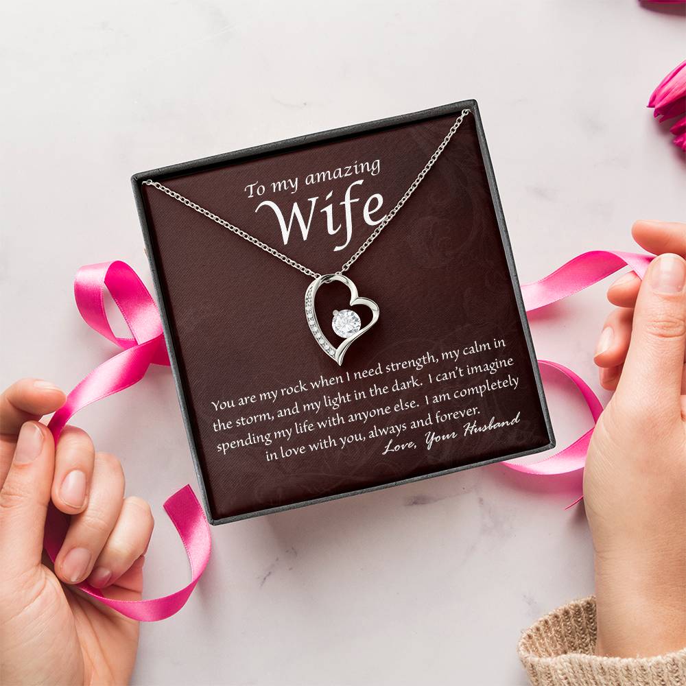 Wife You Are My Rock Heart Necklace Forever Love Necklace