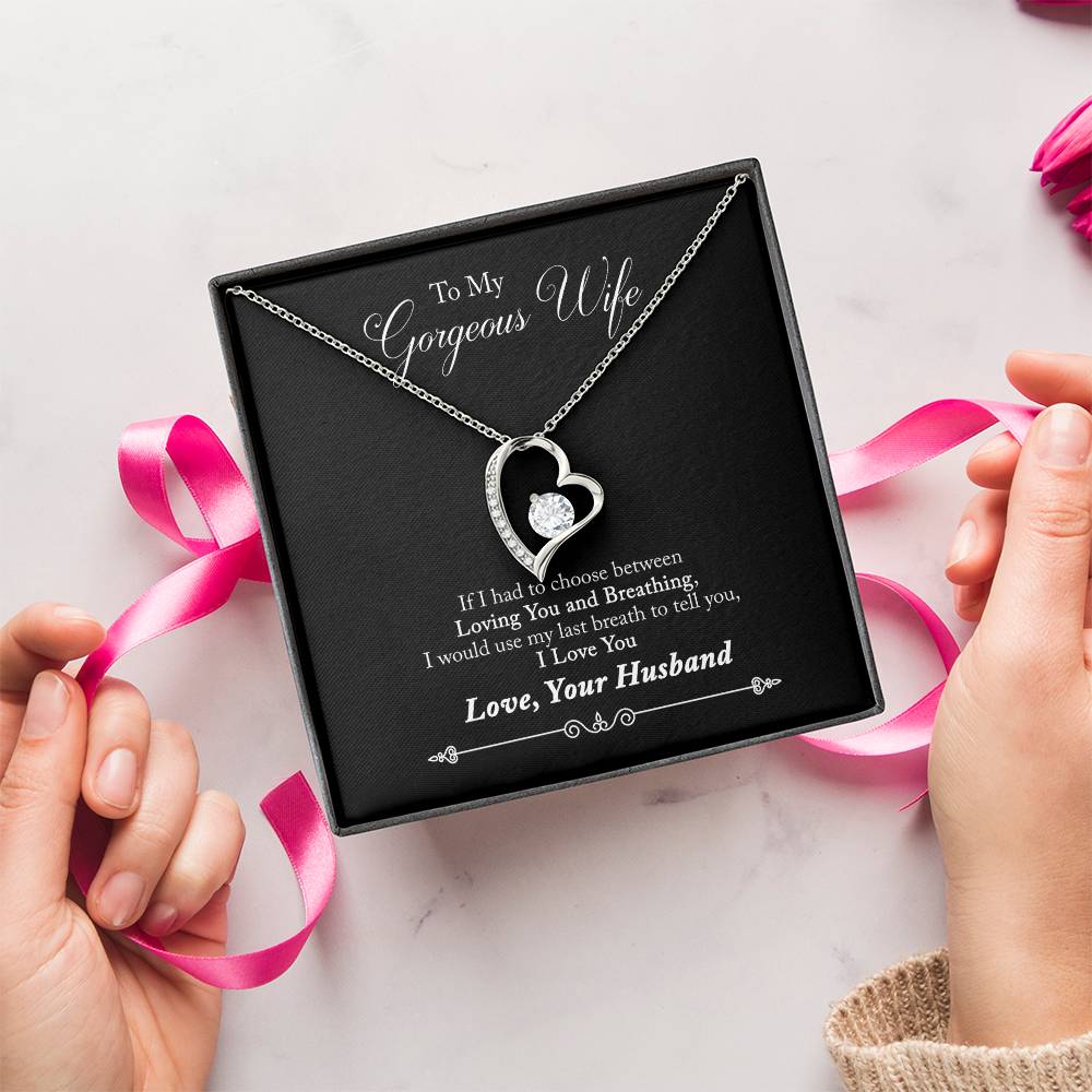 To My Wife Gift 18K Gold Necklace For Birthday Marriage Anniversary Thoughtful Passionate Sentimental Message Affectionate & Heartfelt Gift Idea Forever Love Necklace