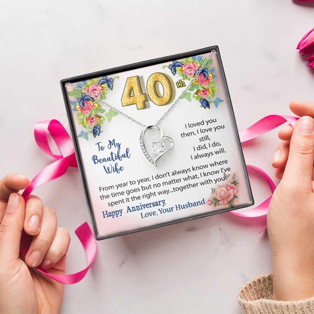 40Th Anniversary Gift For Wife Heart Necklace Forever Love Necklace