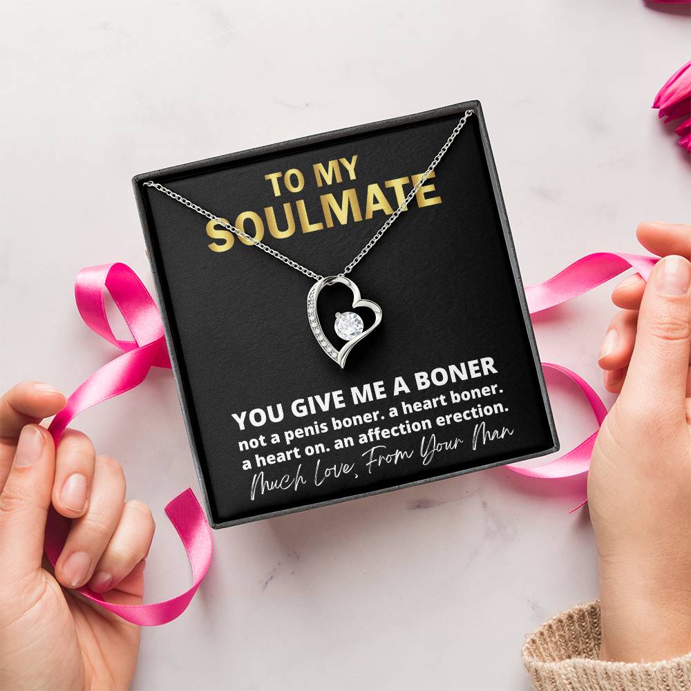 This Dazzling Forever Love Necklace ♥  You Give Me A Heart Boner An Affection Erection Pendant Necklace Funny & Sarcastic Love For Her Mature Gift Forever Love Necklace