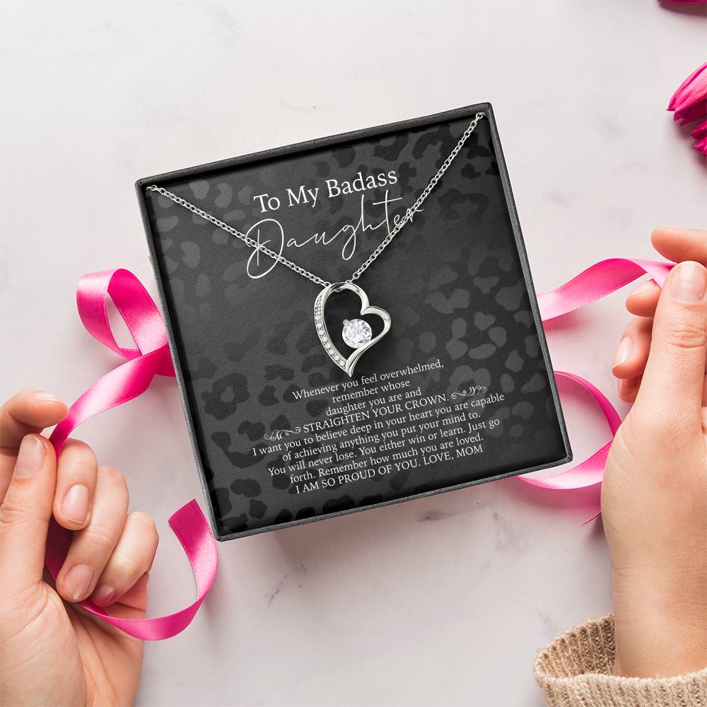 To My Badass Daughter Necklace From Mom 21St Birthday Daughter Gift - Daughter Gift Necklace Daughter Birthday Gift Gift For Daughter Daughter Forever Love Necklace