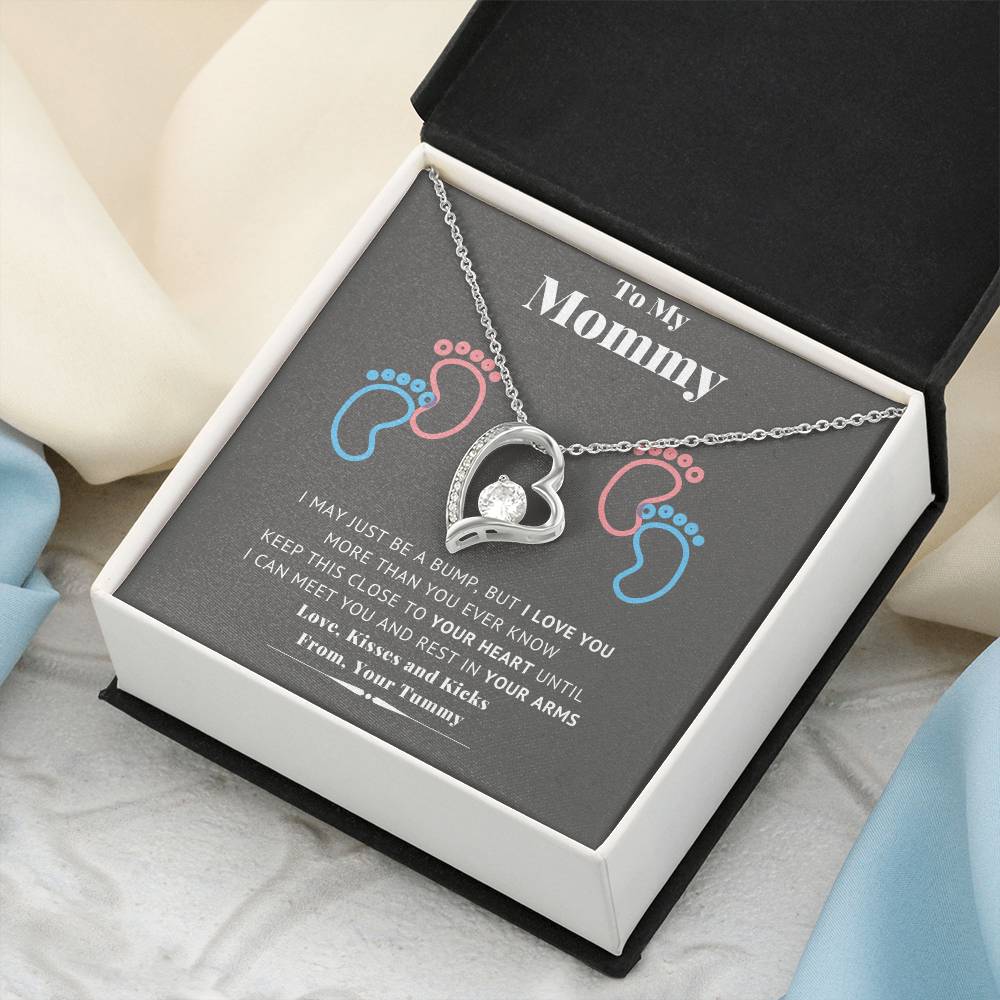To My Mommy Love Kisses And Kieks From Your Tummy - New Mommy Necklace Forever Love Necklace