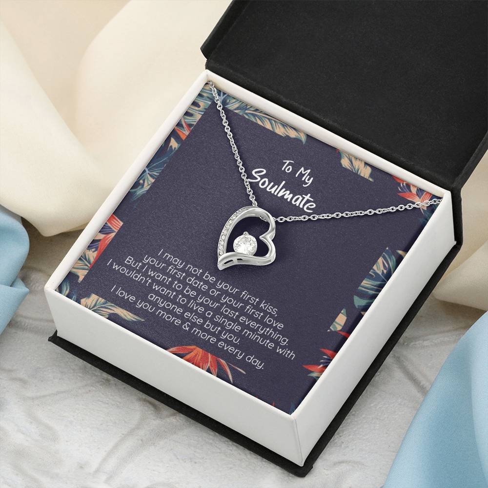 My Soulmate Your Last Everything 14k White Or 18k Yellow Finish Cz Heart Crystal Necklace Forever Love Necklace