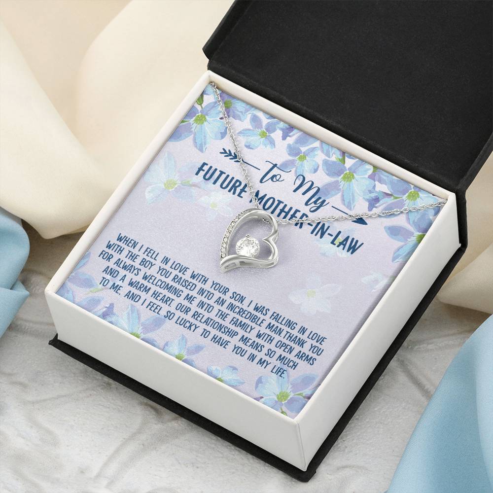Love Knot Pendant Necklace To My Future Mother-In-Law The Boy You Raised Bonus Mom Gift Future Mother-In-Law Necklace Future Stepmom Forever Love Necklace