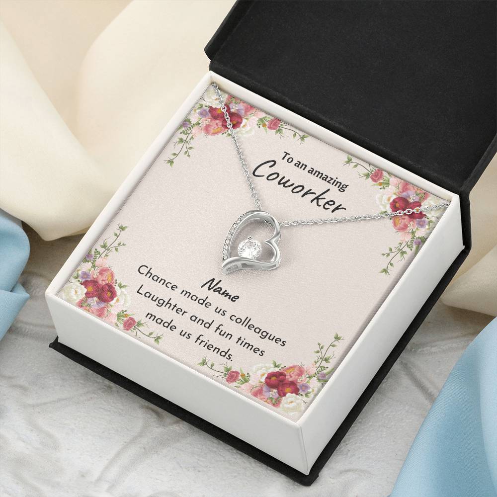 Heart Coworker Leaving Chance Made Us Colleagues White + Gold 1 Forever Love Necklace