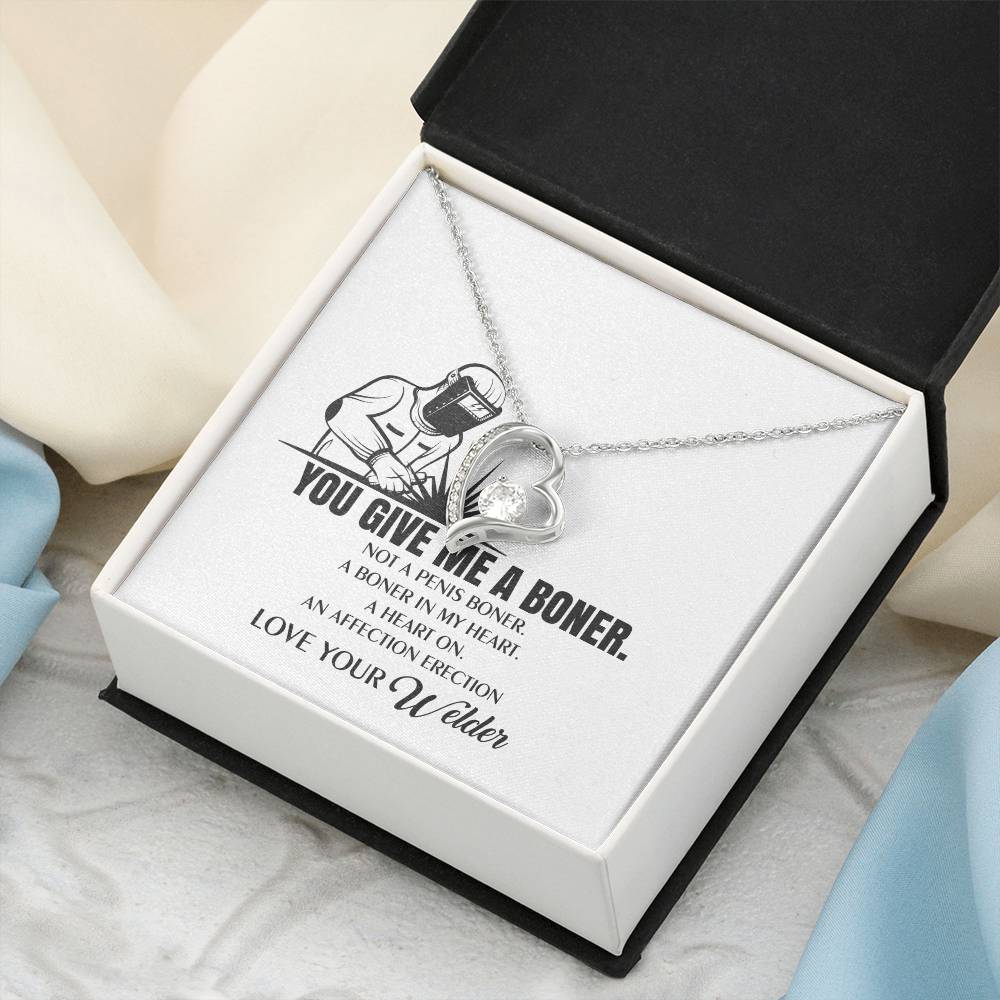 You Give Me A Heart Boner An Affection Erection Funny & Sarcastic Love For Her Mature Gift ♥ Gift For Welder's Wife Necklace Forever Love Necklace