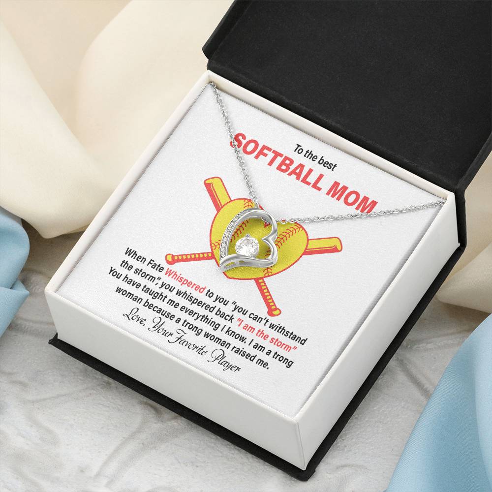 To The Best Softball Mom Mother's Day Gift Forever Love Necklace