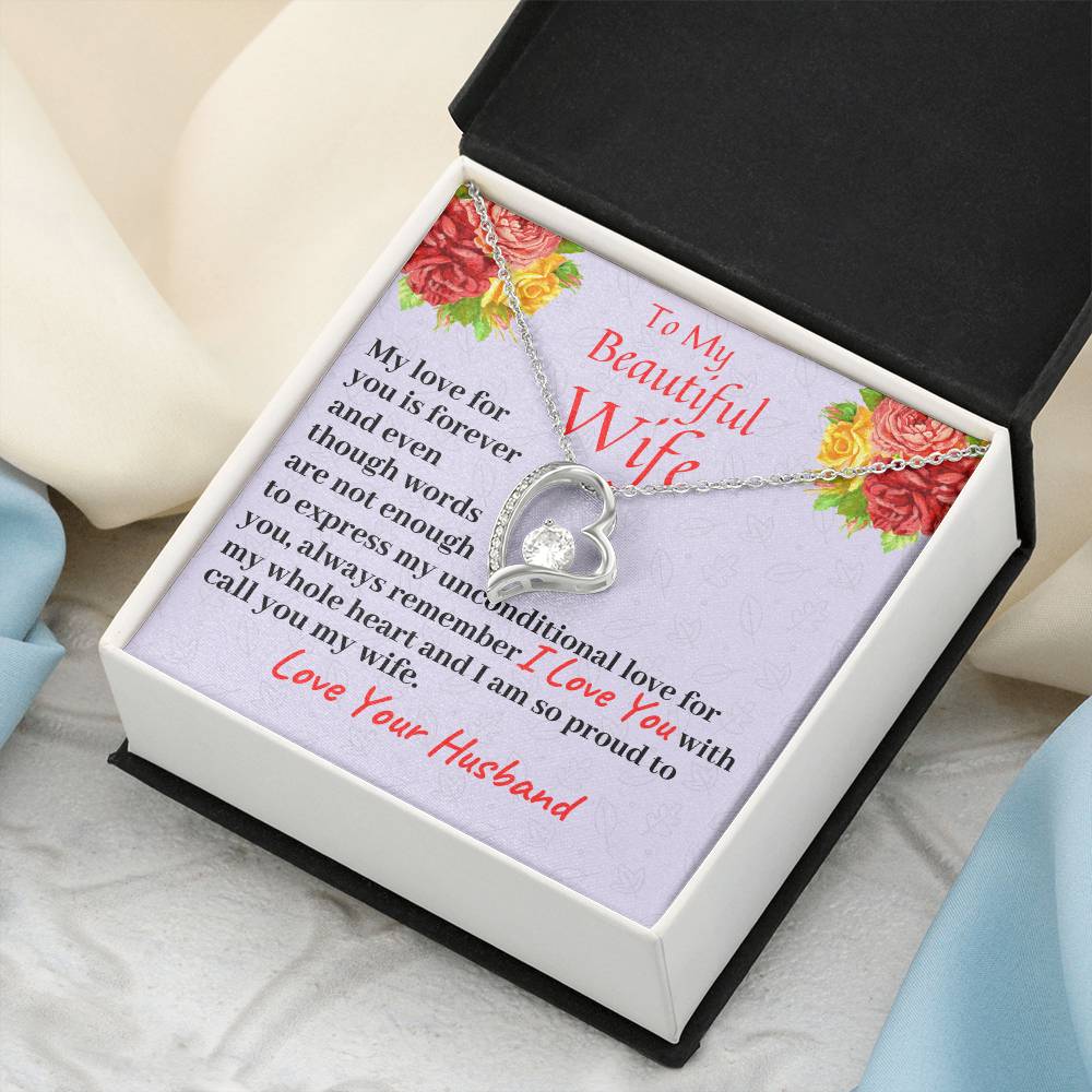 To My Beautiful Wife My Love For You Is Forever Necklace Forever Love Necklace