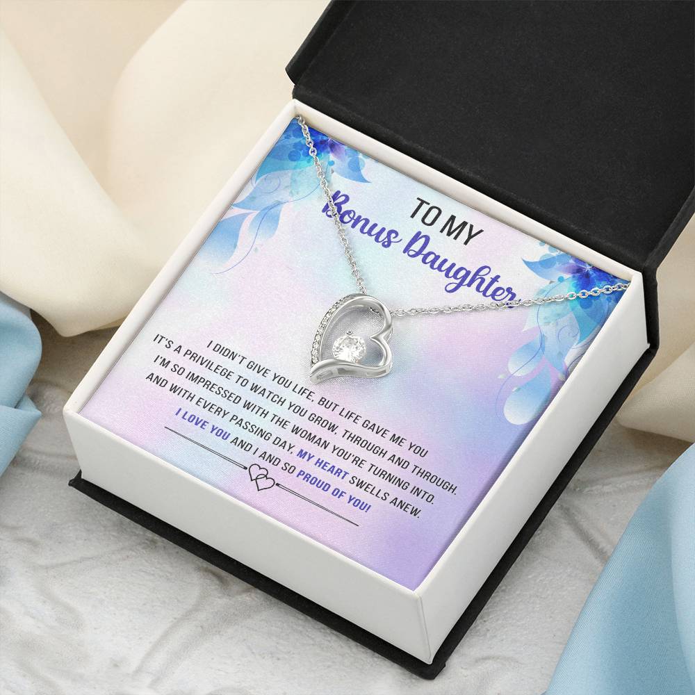 Best Gift For Bonus Daughter Message Card With Necklace Jewelry Gift Christmas Gifts For Daughter From Mom Forever Love Necklace