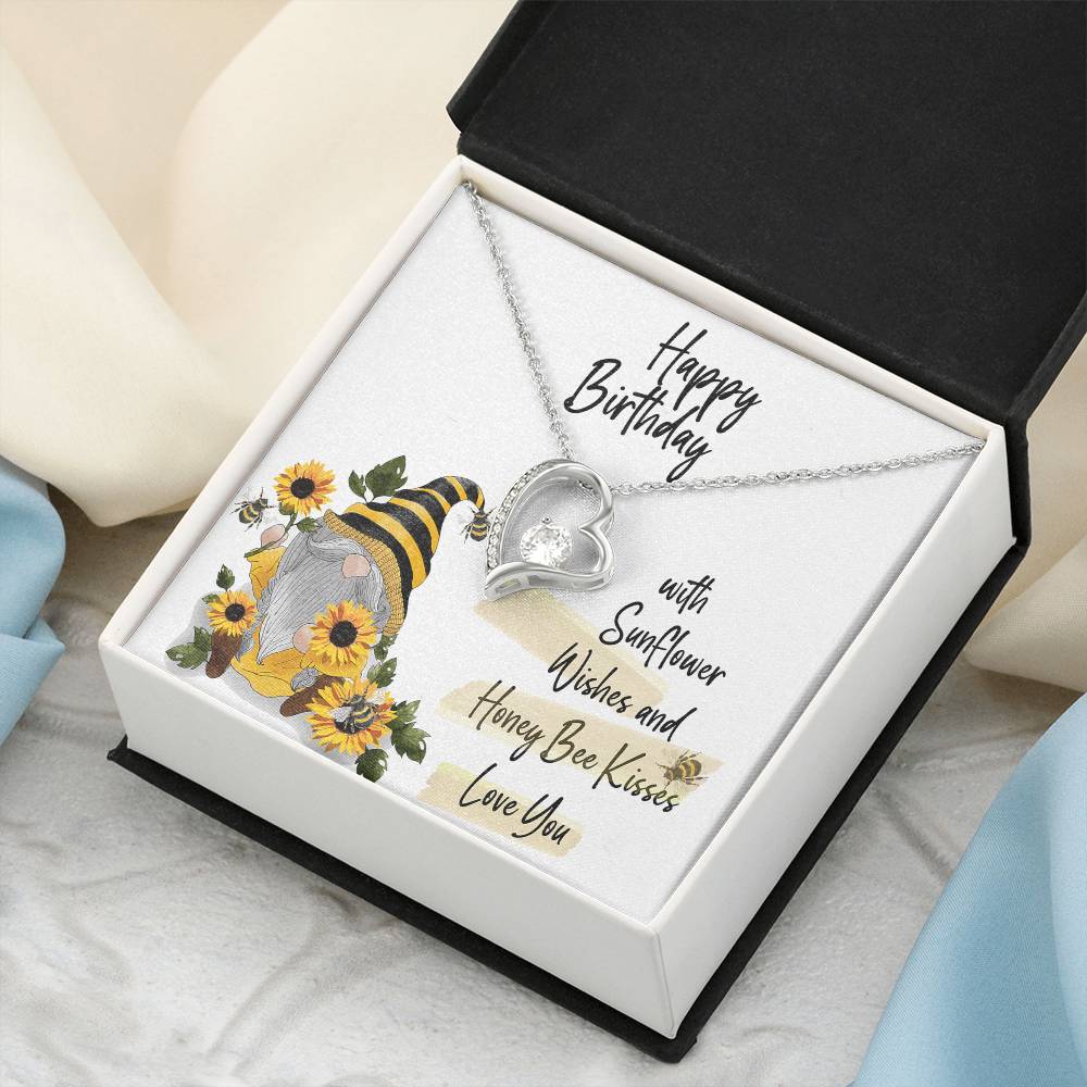 Happy Birthday Necklace With Sunflower Gnome Care Forever Love Necklace