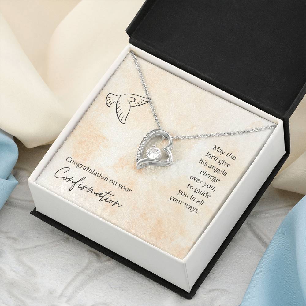Congratulation On Your Confirmation - May The Lord Give His Angels Charge Over You To Guide You In All Your Ways - Necklace Forever Love Necklace