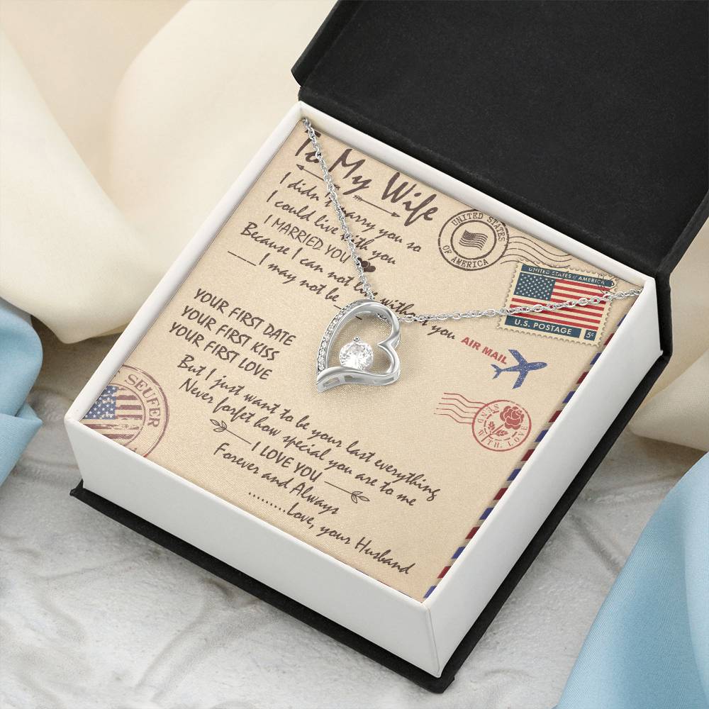 To My Wife Forever Love Necklace - Forever Love To My Wife Necklace From Husband Anniversary Gift For Wife Forever Love Necklace