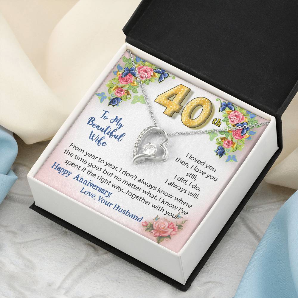 40Th Anniversary Gift For Wife Heart Necklace Forever Love Necklace