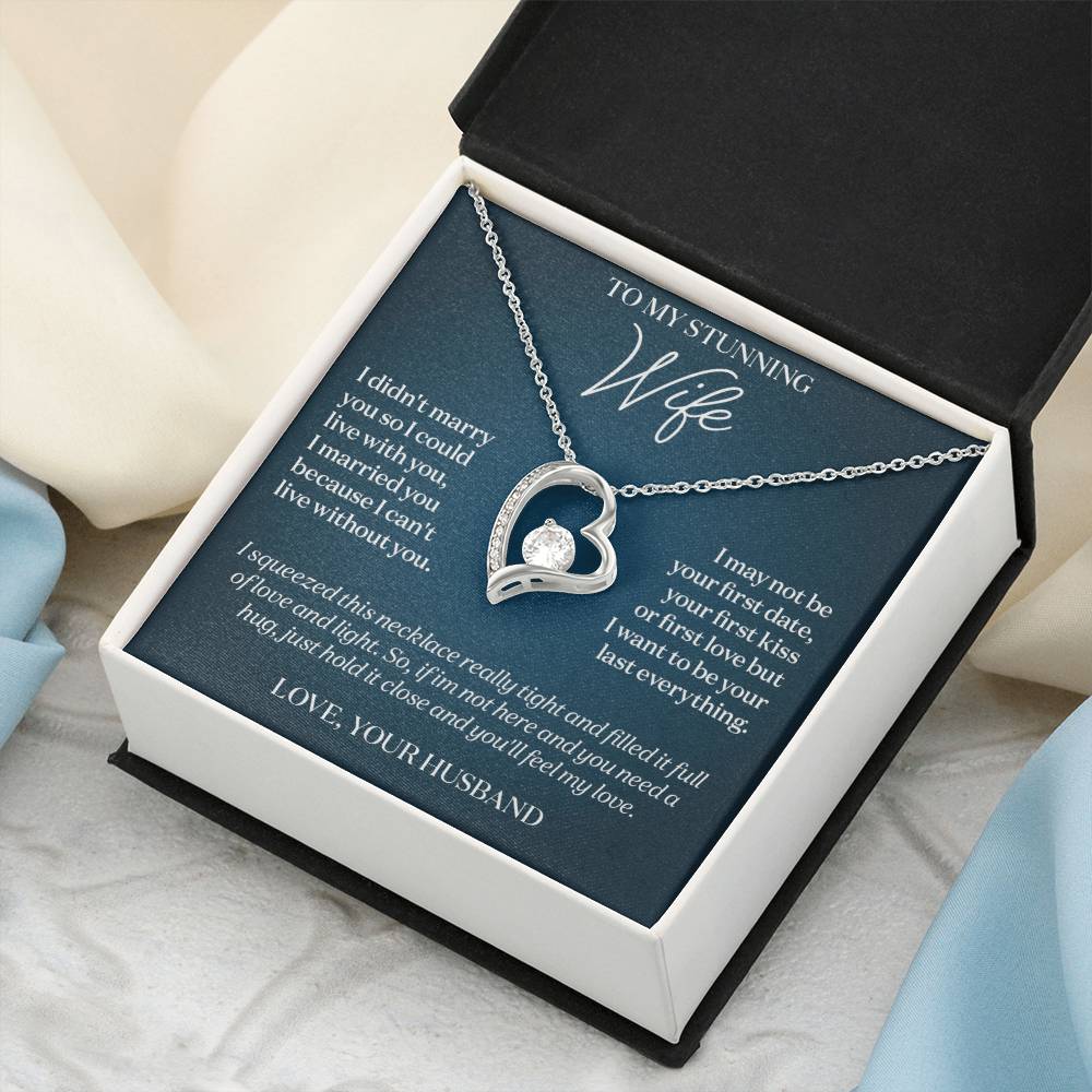 To My Stunning Wife I Can't Live Without You Message Card Necklace Gift 1 Forever Love Necklace
