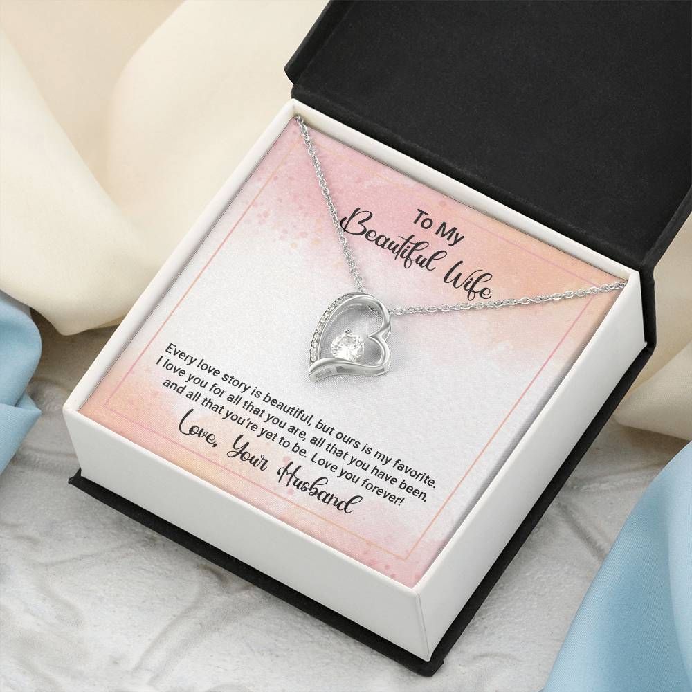 To My Beautiful Wife Happy Anniversary Forever Love Necklace