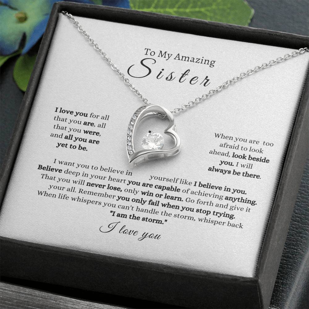 Sister  Strength  I Love You Forever Love Necklace
