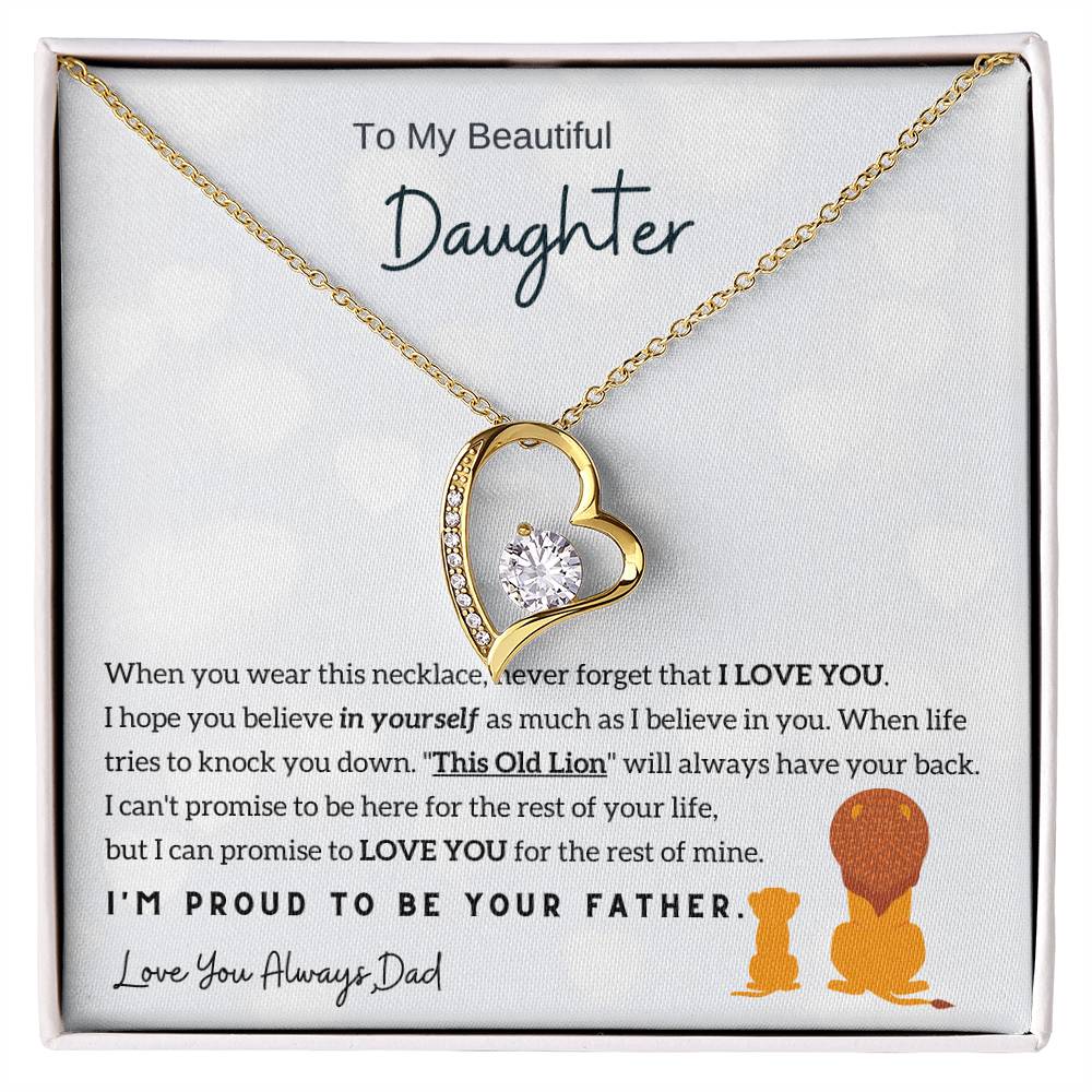 To My Daughter,  I'M Proud To Be Your Father Forever Love Necklace