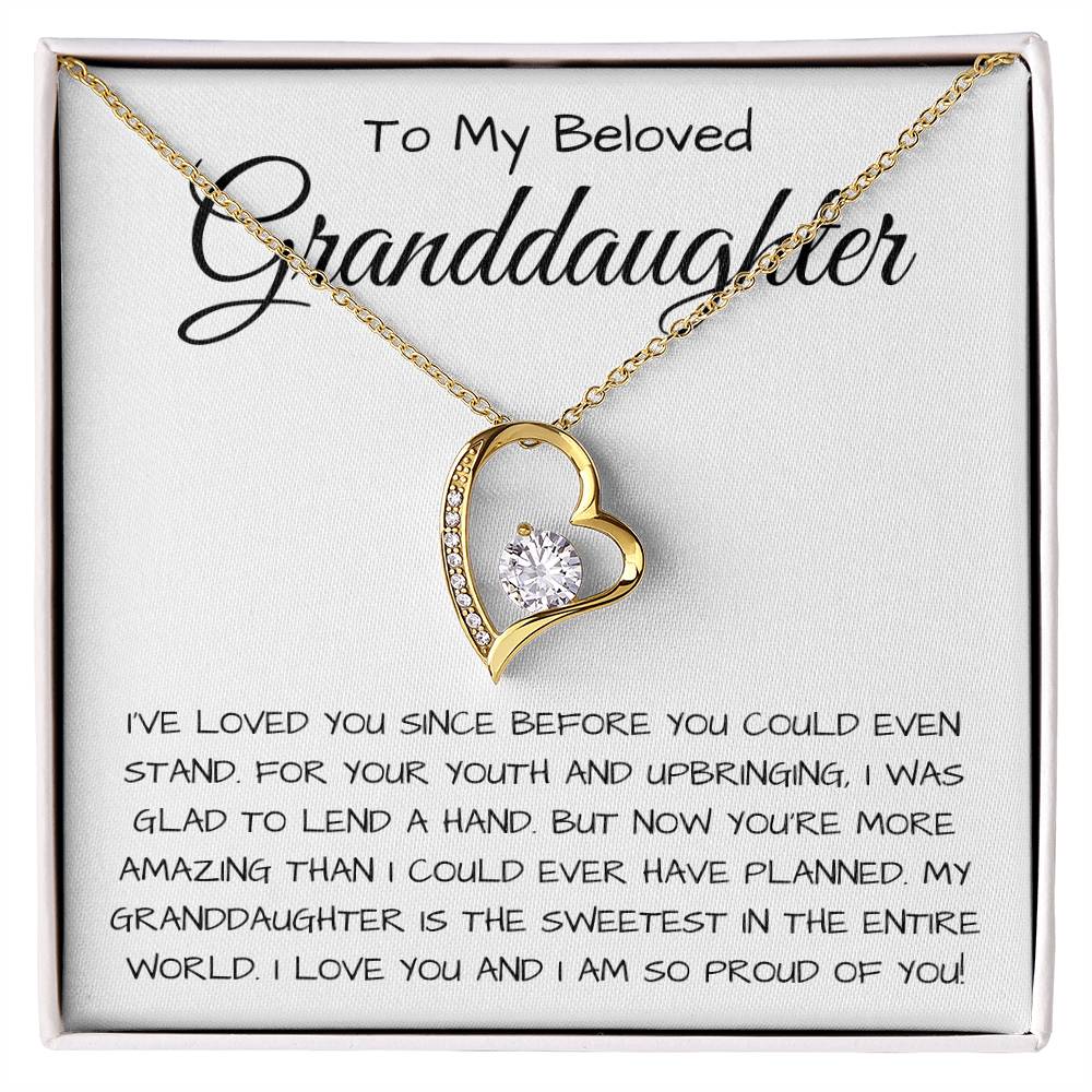 To My Beloved Granddaughter Forever Love Necklace  I Was Glad To Lend A Hand Forever Love Necklace