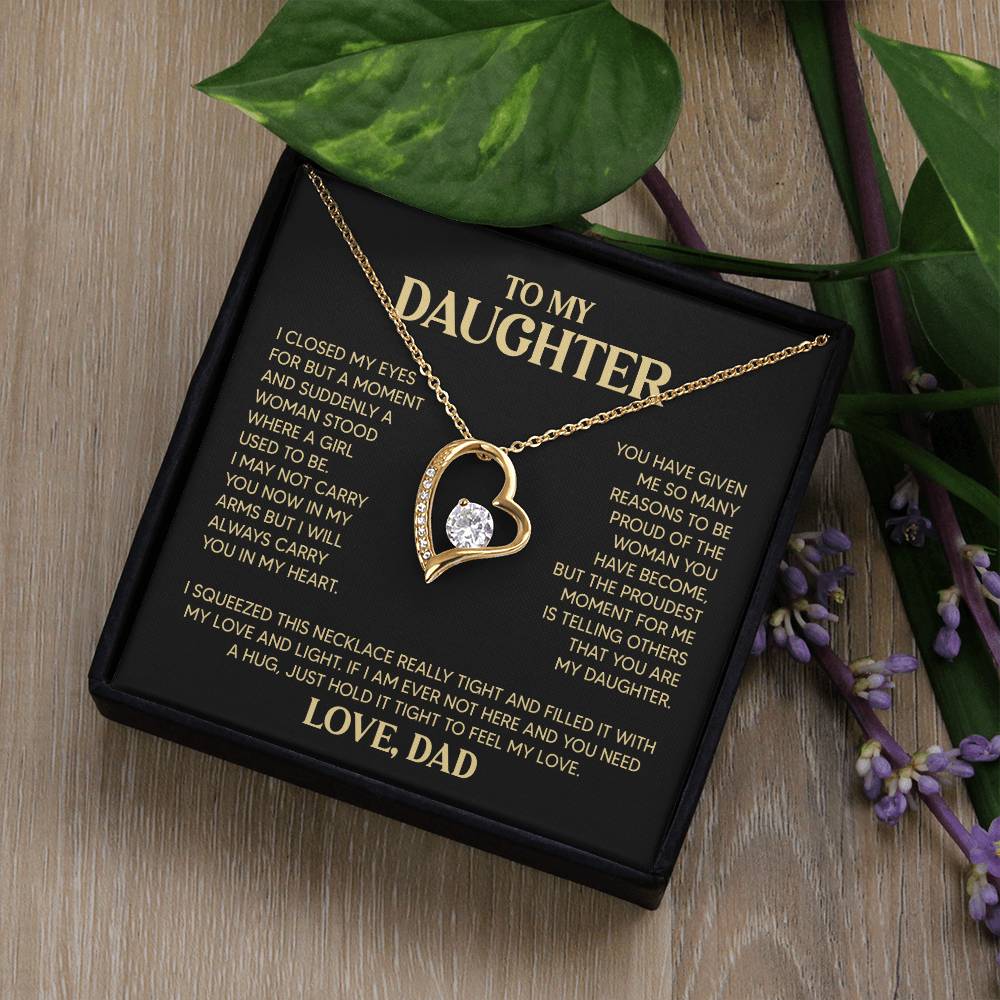 Daughter Heart Necklace  Love Dad Forever Love Necklace