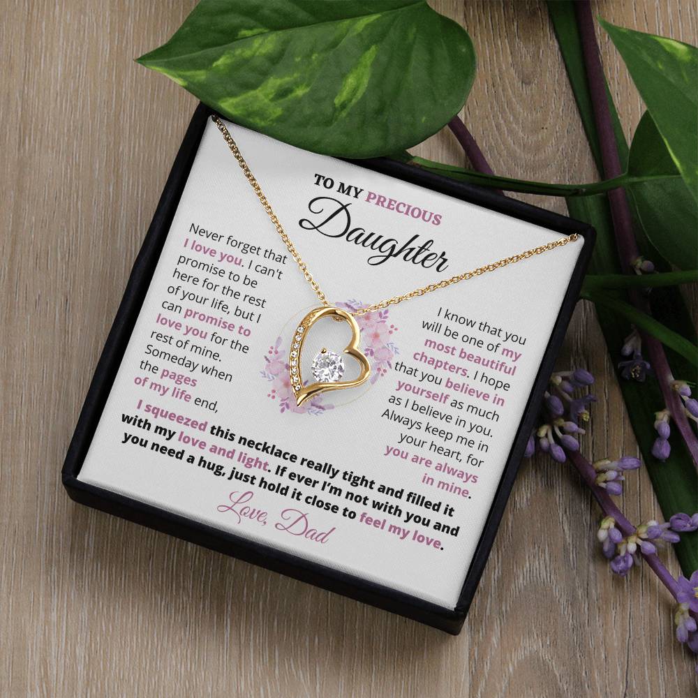 Gift For Precious Daughter Always Keep Me In Your Heart Love Dad Heart Necklace Forever Love Necklace