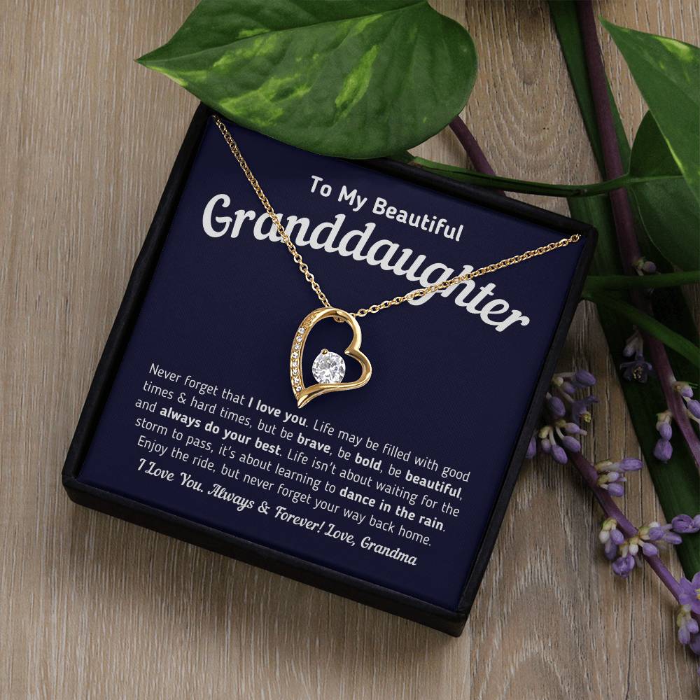 To My Beautiful Granddaughter - Never Forget That I Love You Forever Love Necklace