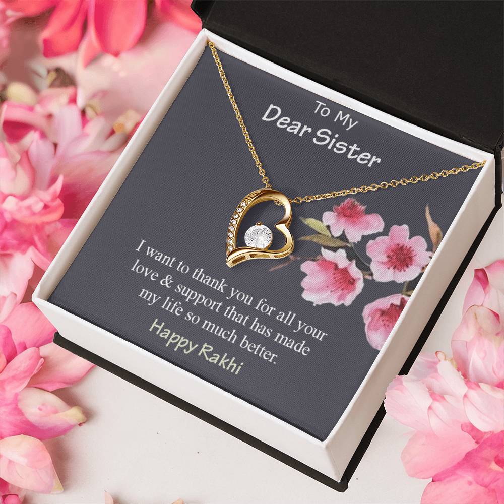 To My Dear Sister Happy Rakhi 925 Sterling Silver Pendant 1 Forever Love Necklace