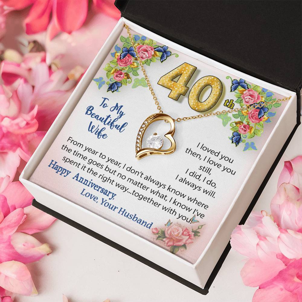 40Th Anniversary Gift For Wife Heart Necklace Forever Love Necklace