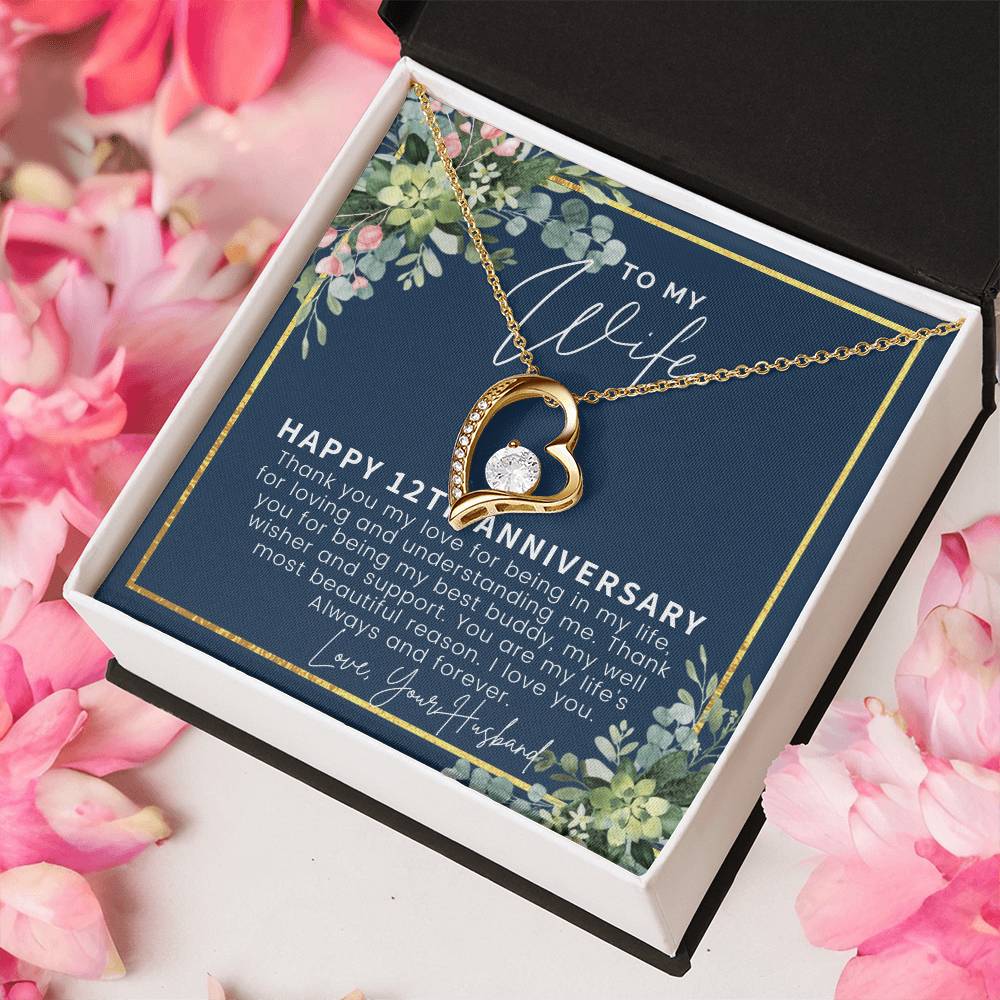 12 Year Anniversary Gift Ideas 12Th Anniversary Gift For Her 12 Year Wedding Anniversary Gift For Wife 12Th Anniversary Gifts Forever Love Necklace